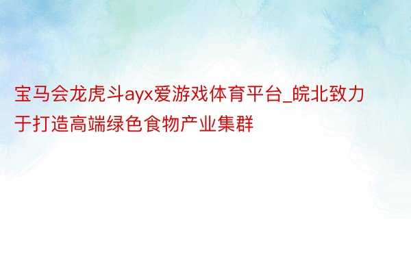 宝马会龙虎斗ayx爱游戏体育平台_皖北致力于打造高端绿色食物产业集群