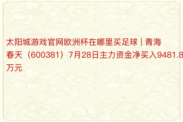 太阳城游戏官网欧洲杯在哪里买足球 | 青海春天（600381）7月28日主力资金净买入9481.86万元