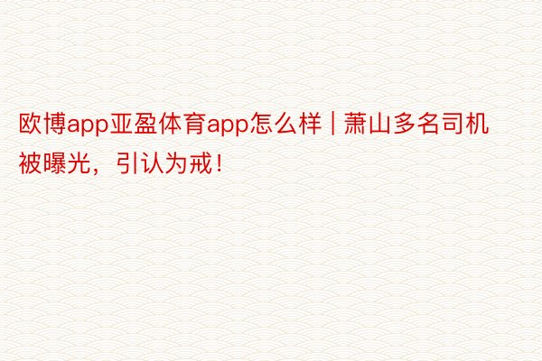 欧博app亚盈体育app怎么样 | 萧山多名司机被曝光，引认为戒！